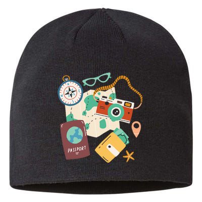 Tourist Holidays Costume Camera Passport Traveling Vacation Sustainable Beanie