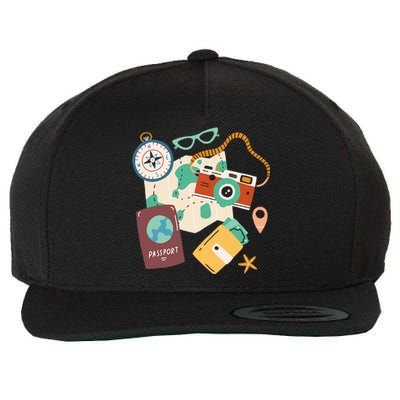 Tourist Holidays Costume Camera Passport Traveling Vacation Wool Snapback Cap