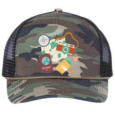 Tourist Holidays Costume Camera Passport Traveling Vacation Retro Rope Trucker Hat Cap