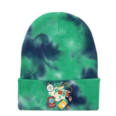 Tourist Holidays Costume Camera Passport Traveling Vacation Tie Dye 12in Knit Beanie