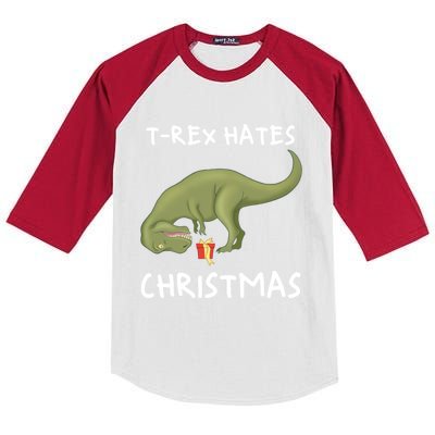 Trex Hates Christmas Xmas Dinosaur Christmas Meaningful Gift Kids Colorblock Raglan Jersey