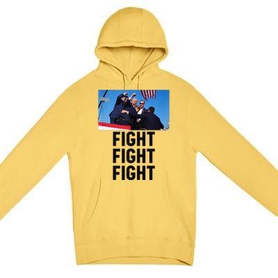 Trump Head Cartoon Bloody Ear 2024 Vote Survivor Fight Fight Premium Pullover Hoodie