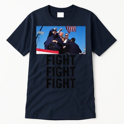 Trump Head Cartoon Bloody Ear 2024 Vote Survivor Fight Fight Tall T-Shirt