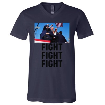 Trump Head Cartoon Bloody Ear 2024 Vote Survivor Fight Fight V-Neck T-Shirt