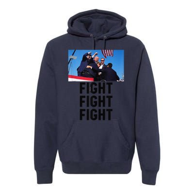 Trump Head Cartoon Bloody Ear 2024 Vote Survivor Fight Fight Premium Hoodie