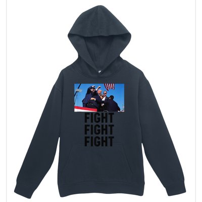 Trump Head Cartoon Bloody Ear 2024 Vote Survivor Fight Fight Urban Pullover Hoodie