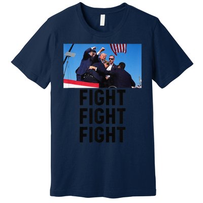 Trump Head Cartoon Bloody Ear 2024 Vote Survivor Fight Fight Premium T-Shirt