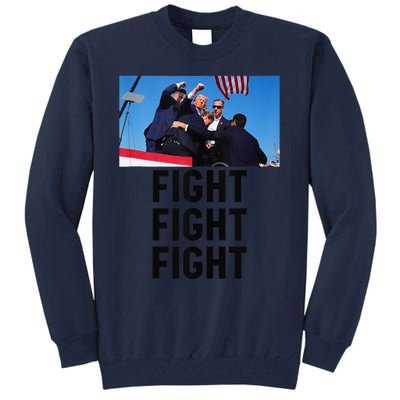 Trump Head Cartoon Bloody Ear 2024 Vote Survivor Fight Fight Tall Sweatshirt