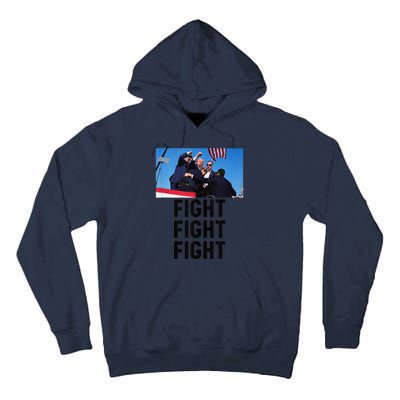 Trump Head Cartoon Bloody Ear 2024 Vote Survivor Fight Fight Tall Hoodie