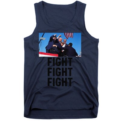 Trump Head Cartoon Bloody Ear 2024 Vote Survivor Fight Fight Tank Top