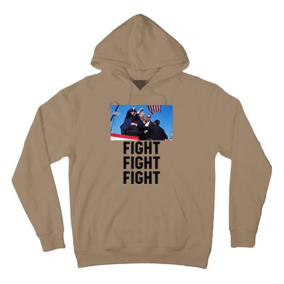 Trump Head Cartoon Bloody Ear 2024 Vote Survivor Fight Fight Hoodie