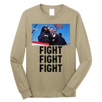 Trump Head Cartoon Bloody Ear 2024 Vote Survivor Fight Fight Long Sleeve Shirt