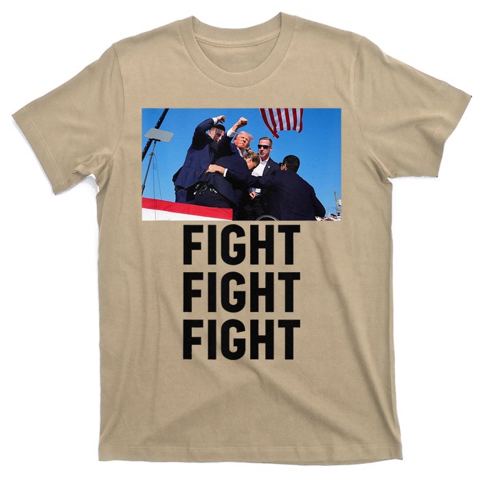 Trump Head Cartoon Bloody Ear 2024 Vote Survivor Fight Fight T-Shirt