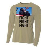 Trump Head Cartoon Bloody Ear 2024 Vote Survivor Fight Fight Cooling Performance Long Sleeve Crew