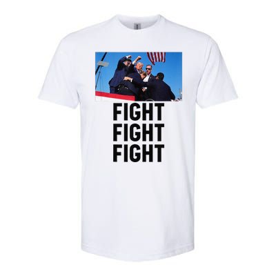 Trump Head Cartoon Bloody Ear 2024 Vote Survivor Fight Fight Softstyle CVC T-Shirt