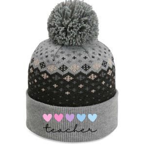 Teacher Hearts Cute Gift The Baniff Cuffed Pom Beanie