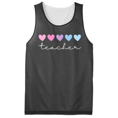 Teacher Hearts Cute Gift Mesh Reversible Basketball Jersey Tank