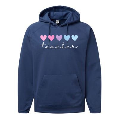 Teacher Hearts Cute Gift Performance Fleece Hoodie