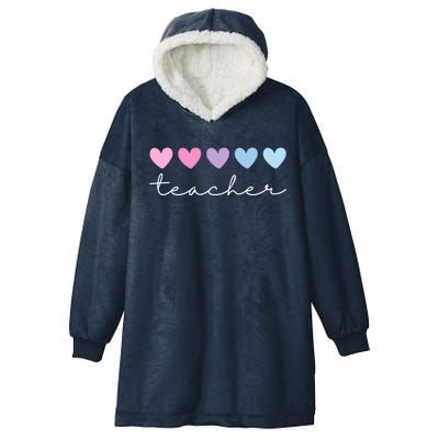 Teacher Hearts Cute Gift Hooded Wearable Blanket