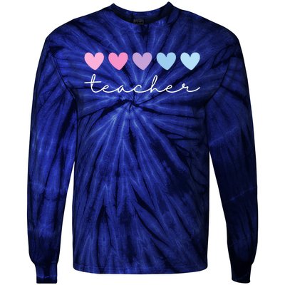 Teacher Hearts Cute Gift Tie-Dye Long Sleeve Shirt