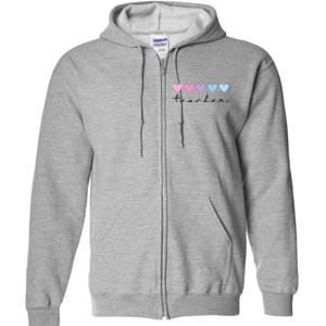 Teacher Hearts Cute Gift Full Zip Hoodie