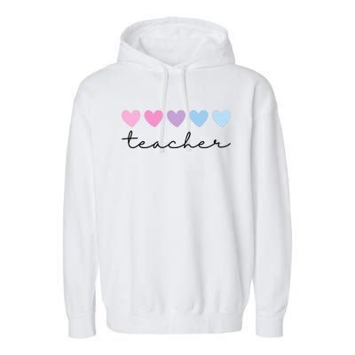 Teacher Hearts Cute Gift Garment-Dyed Fleece Hoodie