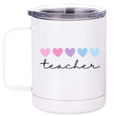 Teacher Hearts Cute Gift 12 oz Stainless Steel Tumbler Cup