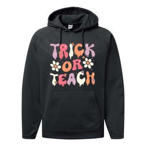 Teacher Halloween Costume Trick Or Teach Ghost Groovy 70s Performance Fleece Hoodie