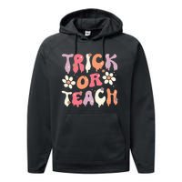 Teacher Halloween Costume Trick Or Teach Ghost Groovy 70s Performance Fleece Hoodie