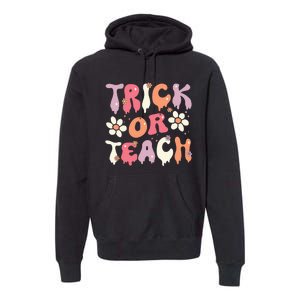 Teacher Halloween Costume Trick Or Teach Ghost Groovy 70s Premium Hoodie