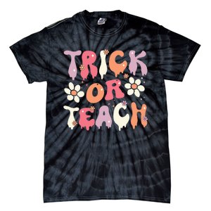 Teacher Halloween Costume Trick Or Teach Ghost Groovy 70s Tie-Dye T-Shirt