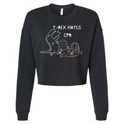 T-Rex Hates CPR Dinosaurs Funny Nurse day Cropped Pullover Crew