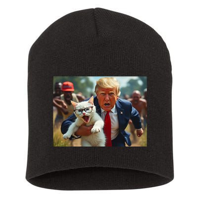 Trump Holding Cat Vote Trump Pets For Trump Vote President Short Acrylic Beanie