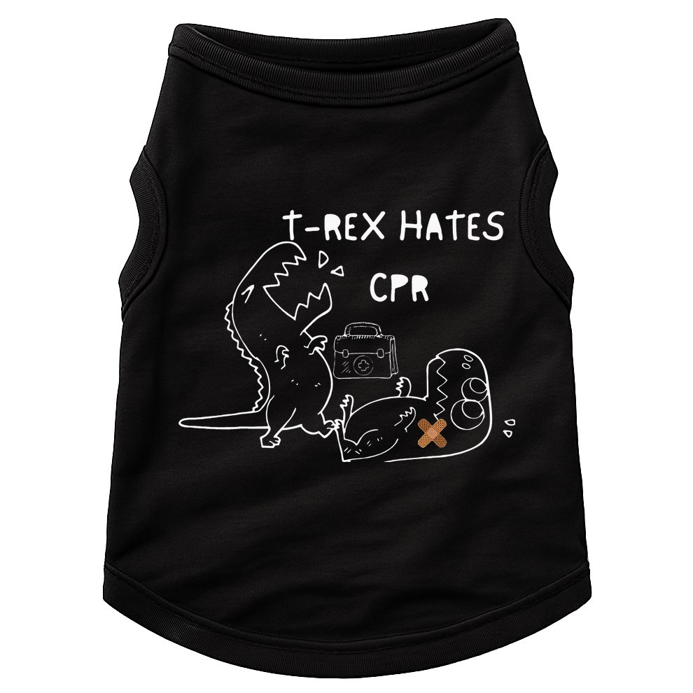 T-Rex Hates CPR Dinosaurs Funny Nurse Doggie Tank