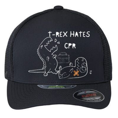 T-Rex Hates CPR Dinosaurs Funny Nurse Flexfit Unipanel Trucker Cap