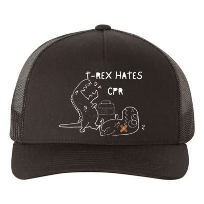 T-Rex Hates CPR Dinosaurs Funny Nurse Yupoong Adult 5-Panel Trucker Hat