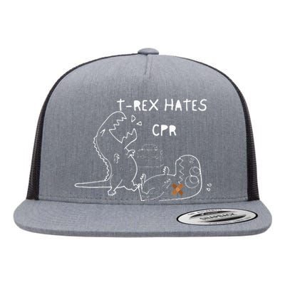 T-Rex Hates CPR Dinosaurs Funny Nurse Flat Bill Trucker Hat