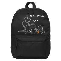 T-Rex Hates CPR Dinosaurs Funny Nurse 16 in Basic Backpack