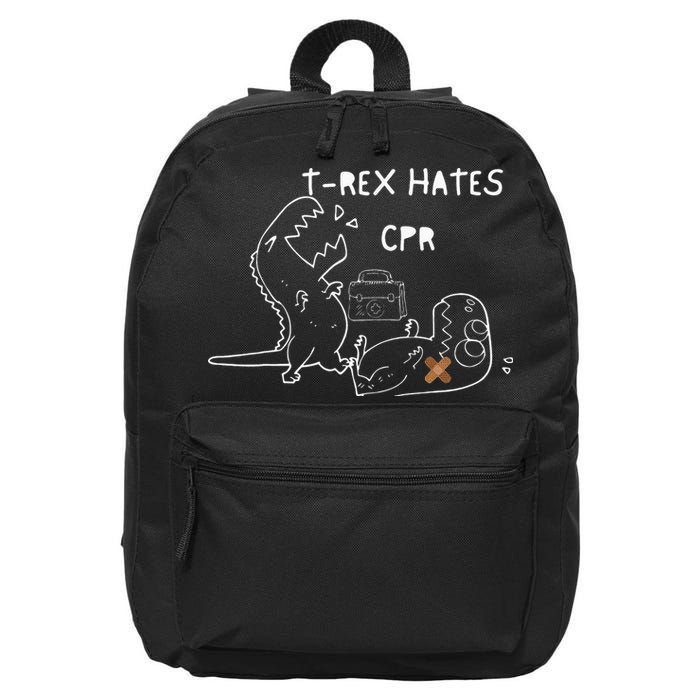 T-Rex Hates CPR Dinosaurs Funny Nurse 16 in Basic Backpack