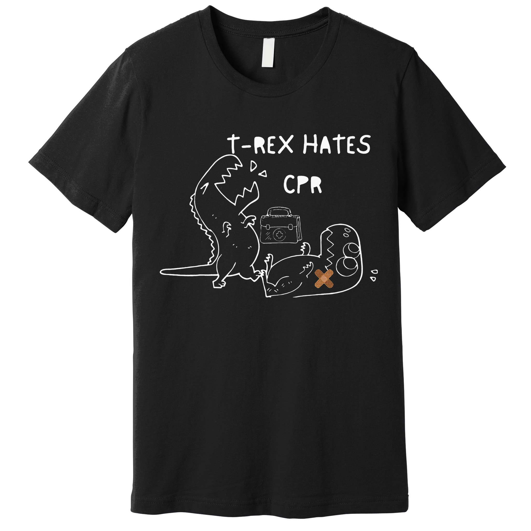 T-Rex Hates CPR Dinosaurs Funny Nurse Premium T-Shirt