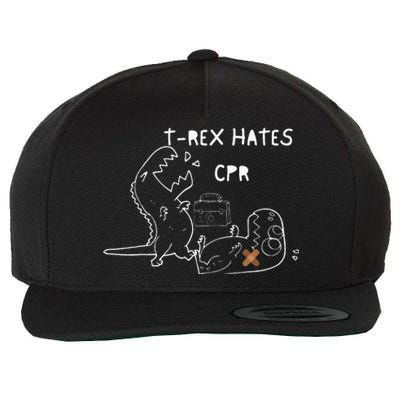 T-Rex Hates CPR Dinosaurs Funny Nurse Wool Snapback Cap