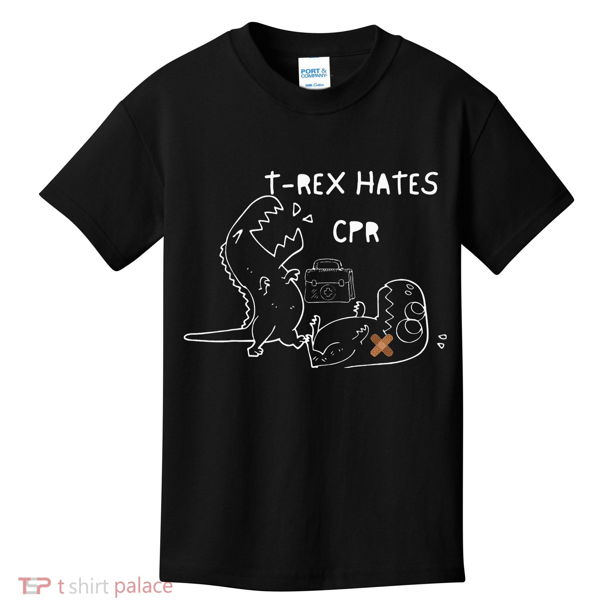 T-Rex Hates CPR Dinosaurs Funny Nurse Kids T-Shirt