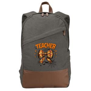 Teacher Halloween Coquette Back To School Cotton Canvas Backpack