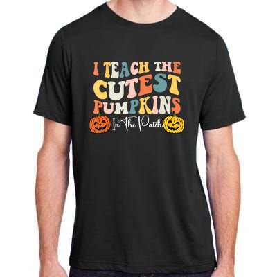 Teacher Halloween Cutest Pumpkins Retro Teacher Fall Adult ChromaSoft Performance T-Shirt