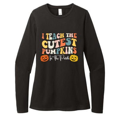 Teacher Halloween Cutest Pumpkins Retro Teacher Fall Womens CVC Long Sleeve Shirt