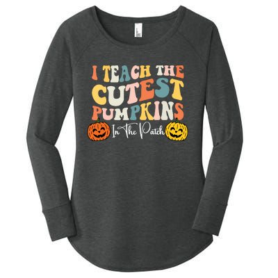 Teacher Halloween Cutest Pumpkins Retro Teacher Fall Women's Perfect Tri Tunic Long Sleeve Shirt