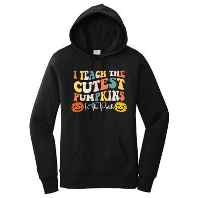 Teacher Halloween Cutest Pumpkins Retro Teacher Fall Women's Pullover Hoodie