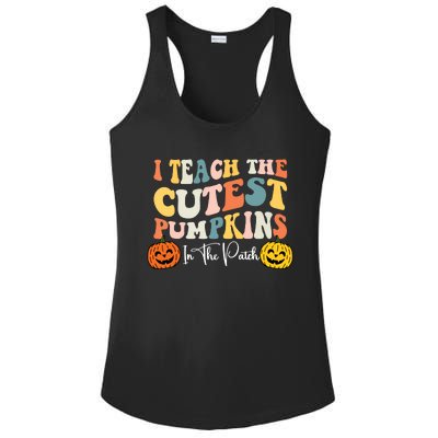 Teacher Halloween Cutest Pumpkins Retro Teacher Fall Ladies PosiCharge Competitor Racerback Tank