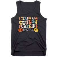 Teacher Halloween Cutest Pumpkins Retro Teacher Fall Tank Top