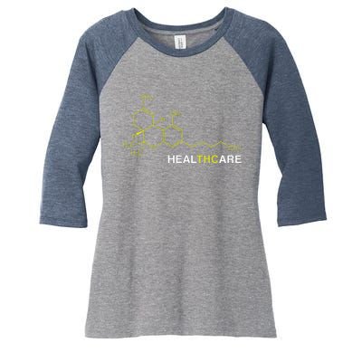 THC Healthcare Cannabis Medical Marijuana Women's Tri-Blend 3/4-Sleeve Raglan Shirt